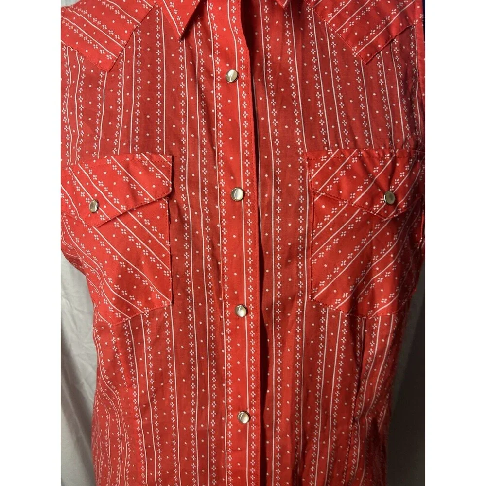 Wrangler Women’s Size Large Pearl Snap Sleeveless Wrancher Shirt Western Cowgirl - Picture 6 of 9